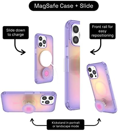 PopSockets: iPhone 14 Pro Max Case for Magsafe со телефонски зафат и слајд, компатибилен со безжично полнење - Aura & Thone Grip