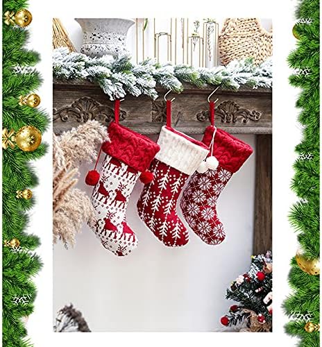 Вајмај плетени божиќни чорапи, 1 пакет со големи димензии Божиќни чорапи за Божиќни украси и украси за семејни празници