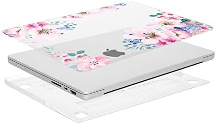 Mosiso компатибилен со MacBook Pro 14 Inch Case 2023 2022 2021 Release M2 A2779 A2442 M1 Pro/Max Chip со ID на допир, пластична Prunus цветна обвивка и покривка на тастатурата и заштитник на екранот, транспа