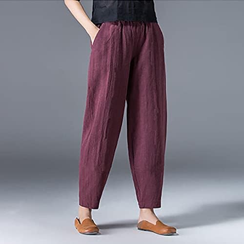 Капри панталони за жени, еластичен харем со висок половината Широк нога Палацо Јога Каприс удобни модни панталони со џебови со џебови