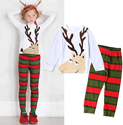Облека за момчиња за дете 4T дете деца бебешки момчиња девојчиња со две парчиња сет пижами симпатична Божиќна снежна година мала година