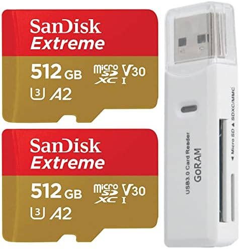 Sandisk 512gb Екстремни microSDXC 190MB/s UHS-I Мемориска Картичка SDSQXAV-512G-GN6MN Пакет Со Goram Картичка Читач