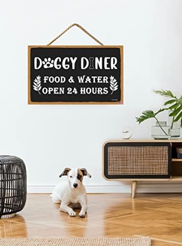 Селски стил wallид декор смешно кучиња кутре храна дрвени знаци рустикален виси wallиден плакета кучиња храна знак 11 '' x 6 '' home