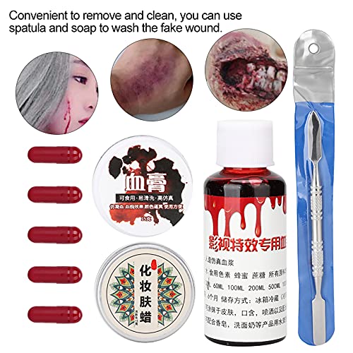 Лажни рани од крв од крв, восочен сечило, алатка за ефект на шминка, поставена професионална Ноќта на вештерките