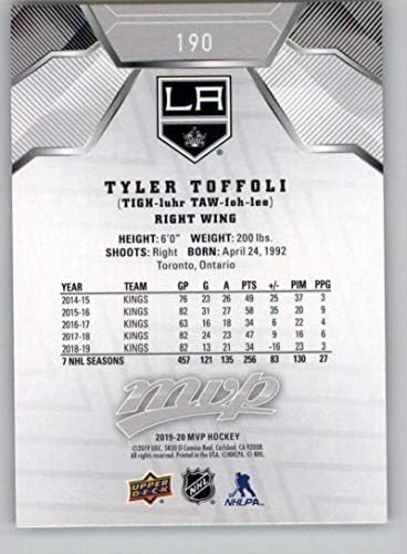 2019-20 Горна палуба МВП Сребрена скрипта 190 Тајлер Тофоли Лос Анџелес Кингс НХЛ Трговска картичка за хокеј