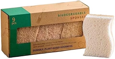 9 парчиња во 1 кутија Еко пријателски сунѓери-не-гребнатини мириси бесплатни биоразградливи растителни влошки за чистење на