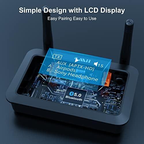 1MII B03+ Bluetooth приемник за предавател за ТВ -стерео, Bluetooth 5.3 Адаптер за ТВ со екран, AptX ниска латентност и HD, оптички RCA AUX