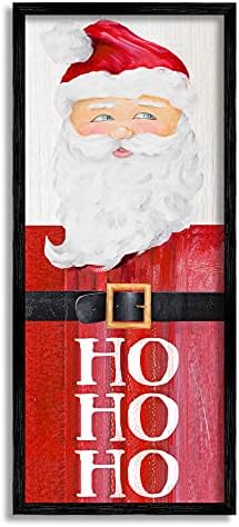 Студената индустрија Санта Клаузула Рустикална црвена костум Шармантен Божиќ, дизајниран од Лани Лорет Блек Фрамед Wallидна уметност, 13 x