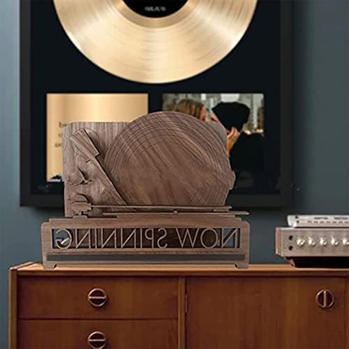 Upmoten Now Spinnings Vinyl Record Holder, гроздобер мал дрвен рекорд за складирање на рекорди за албуми за домашни канцелариски решетки