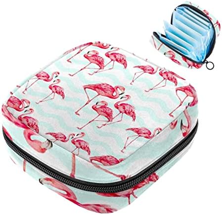 Womenените санитарни салфетки влошки за чанти дами менструална чаша торбичка девојки преносен период тампон за складирање на тампони фламинго