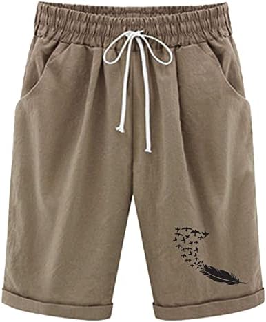 Бермуда шорцеви за жени случајни летни колени должина на коленото солидна боја со дрес шорцеви со џебови со џебови, куќички удобни долги шорцеви
