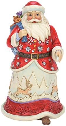 Enesco Jim Shore Heartwood Creek Santa Walking со торба за играчки над фигурата на рамото, 8,25 инчи, повеќебојни