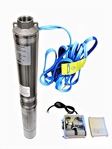 Hallmark Industries Deep Bell Pump, 2HP, Max 400 '/35Gpm, 230V/60Hz 1ph, 3,5 , 14 STG All S.S, Ext Ctrl Box,