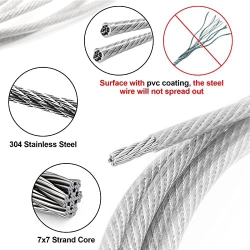 Каросом прилагодлива слика за висина на жица Тешка поддржува 50 фунти - 2 пакет хардвер што виси, 2,5м x1.5 mm жица од не'рѓосувачки