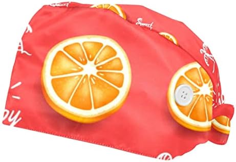 OELDJFNGSDC 2 пакувања Работно капаче со копче за џемпери, акварел Дудл лимон овошје прилагодлив работен капа