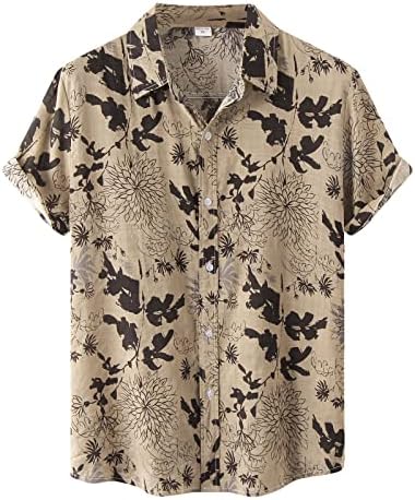 Летни кошули со ахола за мажи, копче за кратки ракави надолу на хавајски кошули на плажа врвови на обични кошули за дизајнери на забави
