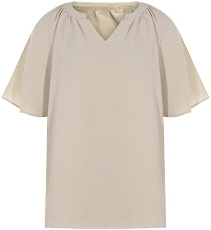 Тинејџерски девојки основни врвови лабави вклопени блузи маички кратки ракави за bellвонче длабоко v вратот спандекс бренд летен