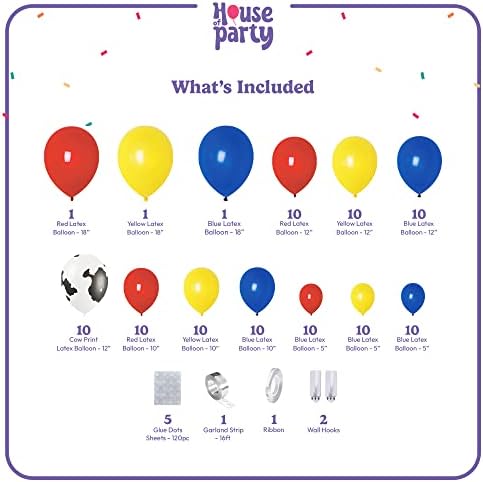 КУЌА НА ПАРТИЈАТА Вуди Балон Лак - 110 Парчиња Играчка Инспириран Приказна Балони Со Црвена, Жолта, Сина &засилувач; Крава Печати Балони