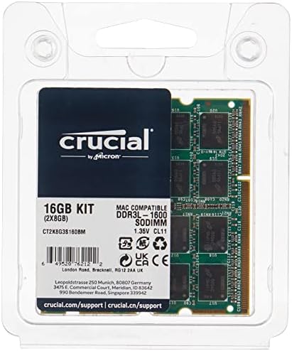 Клучен RAM МЕМОРИЈА 16gb Комплет DDR3 1600 MHz CL11 Меморија За Mac CT2K8G3S160BM