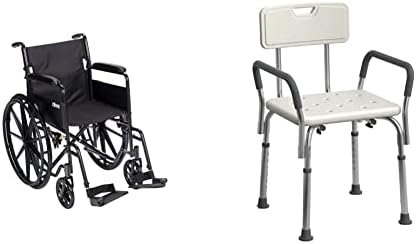 Возете Медицински SSP118FA-SF Сребрен Спорт 1 Превиткување Транспортна Инвалидска Количка Со Полни Раце И Отстранлив Потпирач За Нозе, Црна