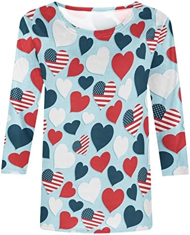 Смешни кошули за ден на в Valentубените, жени диско срце, печатење туниќ врвови, обични лабави летни врвови 3/4 ракави со екипаж на