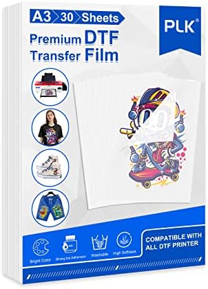 Филм за трансфер на PLK DTF, А3 30 листови со двострана мат јасен пред-третински листови филм, хартија за трансфер на миленичиња DTF,