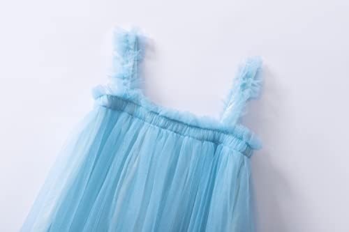 LZH бебе девојки слоевит фустан Тул прва роденденска фустани за девојки дете принцеза без ракави туту фустан светло сино