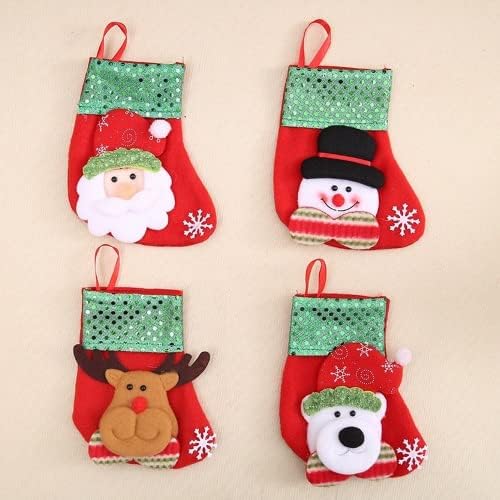 DRINCOSHOH Божиќни мали чорапи Божиќни чорапи торби бонбони торба за украсување елка