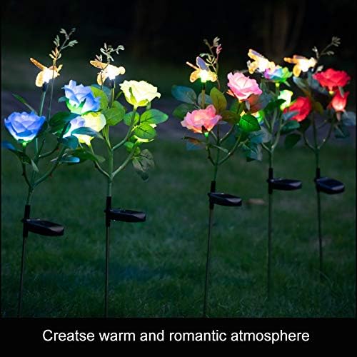 Надворешно соларно напојување со цветна форма LED симулација на светлина, пчела ламба, предводени розови светла за домашна градина двор