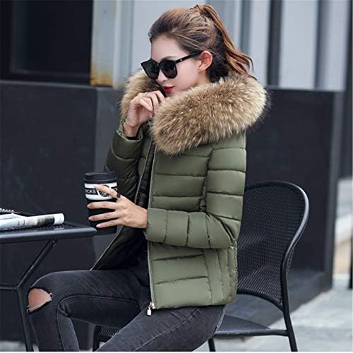 Andенгвел женски зимски топло задебелување кратка јакна со качулка со тесен палто за леб од урбана мода урбана мода