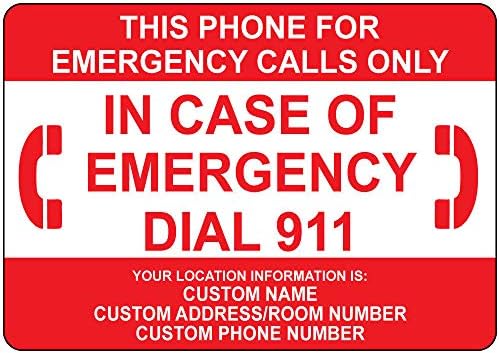 Телефон за итни повици само во случај налепница за налепница за итни случаи Винил Деклар 8 “