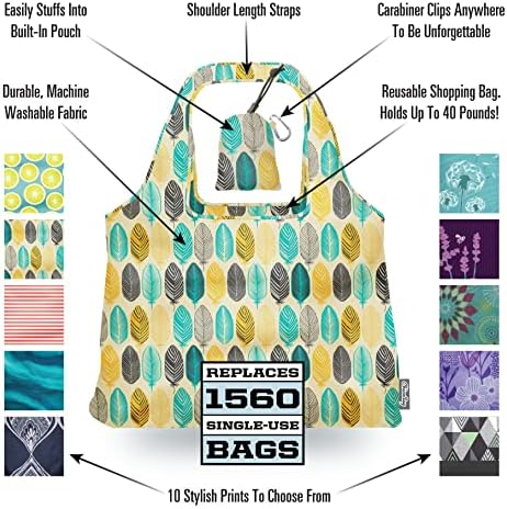 Chicobag Vita Tote Tote Tote со клип за карабинер | Компактни торби за купување на еднократно користење | Еко пријателски