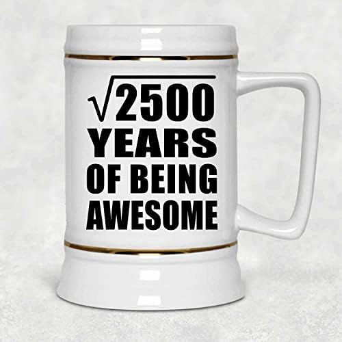 Дизајнирајте 50-Ти Роденден Квадратен Корен од 2500 Години Да Бидете Одлични, 22оз Пиво Штајн Керамички Танкард Кригла Со Рачка