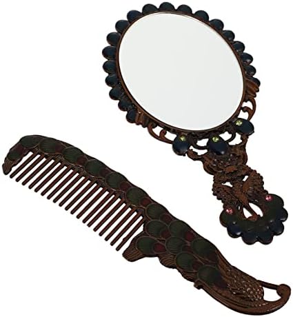 Исцелување на гроздобер огледало поставете антички рачно огледало за шминка патување козметичко огледало жени суета огледало Декоративно