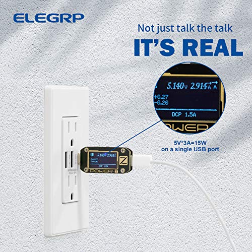 ELEGRP 30w 6.0 Засилувач 3-ПОРТА USB Ѕид Излез, 15 Засилувач Сад СО USB Тип C &засилувач; Тип На Пристаништа, USB Полнач за iPhone/iPad/Samsung/LG/HTC/Android