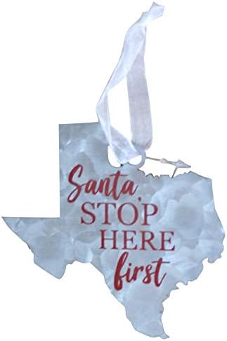 Кралскиот стандард Санта Стоп овде Прво галванизирана сива Тексас 4 инчи Метал Декоративна висина Божиќна украс