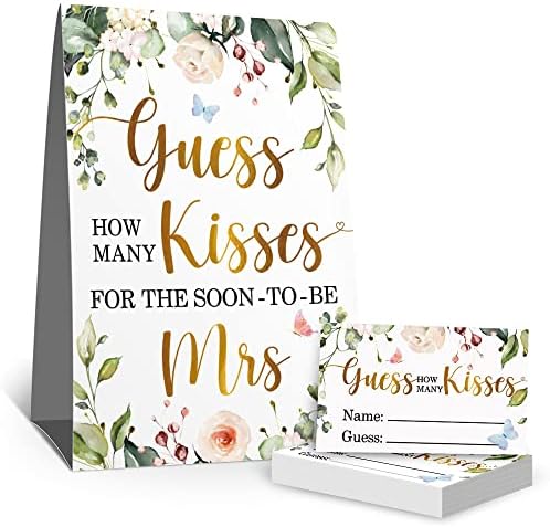 Претпоставувајќи бакнежи да бидат г -ѓа невестински картички за игри за туширање, цветни еукалиптус пеперутка невестинска туш за забави за украси за вметнување би?