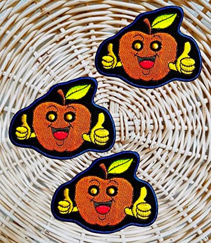 Портокалово Јаболко Овошје Везени Цртани Ликови Апликација Железо На Шие На Амблем Облека Костим