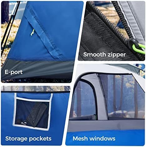 Шатор за кампување со аркадивил 6 лица, водоотпорни и ветроупорни семејни шатори за кампување, отворено и патување, лесно поставување отстранлив