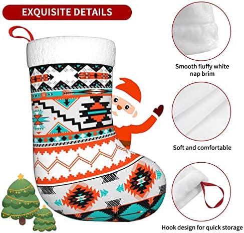 Божиќни чорапи разнобојни ацтекички шема двострани камиони што висат чорапи