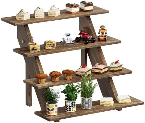 Homland Wooden Cupcake Stand Display Riser, 4-Tier Dessert Table Display Set 24 Cupcakes кула за употреба на продавачи на таблети, рустикално дрво
