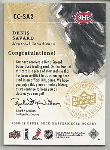 Денис Савард 2008-09 ремек-дела на горната палуба на платното за платно, хокеј картичка CC-SA2 Монтреал Канадиенс