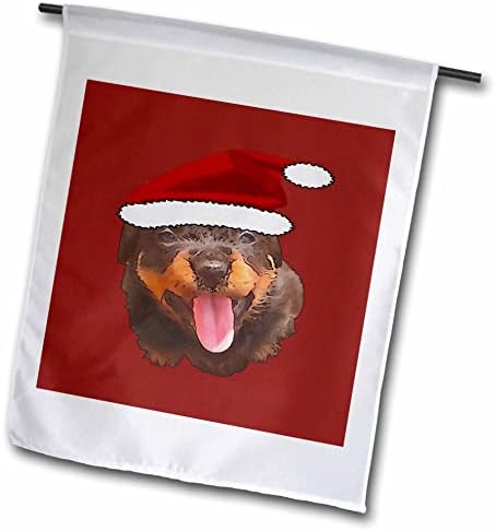 3дроза Слатко Кученце Ротвајлер Облечено Во Празнична Капа На Дедо Мраз-Знамиња
