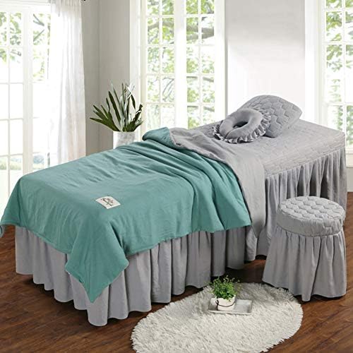 Табела за маса за масажа со цврста боја 4PC, едноставен кревет за кревети за убавина за убавина, спа-пријателска маса за кожа, здолниште