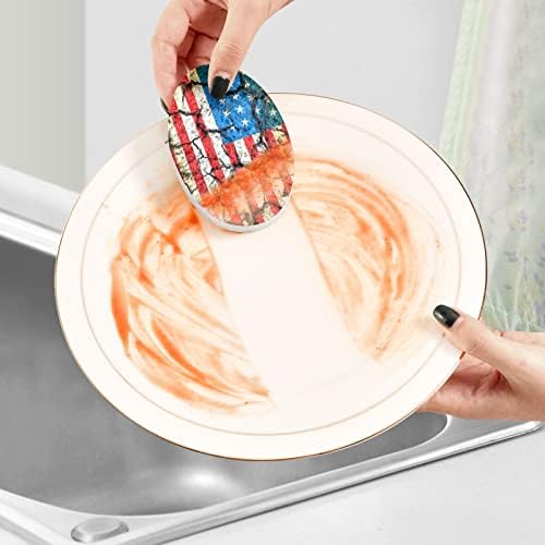 Алаза Гроздобер САД Американско знаме природно сунѓери кујнски целулоза сунѓер за миење садови за миење бања и чистење на домаќинства,
