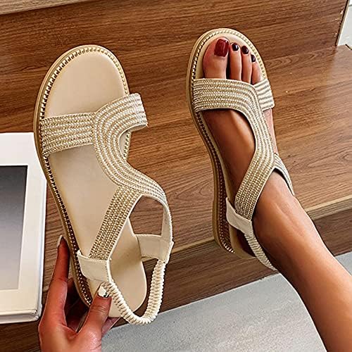 Балаки летни сандали за жени жени Rhinestone случајно носење исечени рамни сандали флип -апостолки чевли на плажа