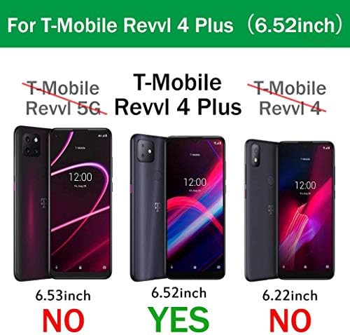 E-Began T-Mobile Revvl 4 Plus Case [не одговара на Revvl 4] со заштитен стаклен екран, футрола за клипови на ремени, Kickstand Heavy Duty