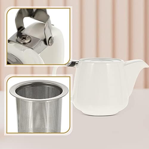 Хемотон не'рѓосувачки челик шише со шише чај чај сад бели керамички чајници со отстранлив цедилка за инфузер од не'рѓосувачки