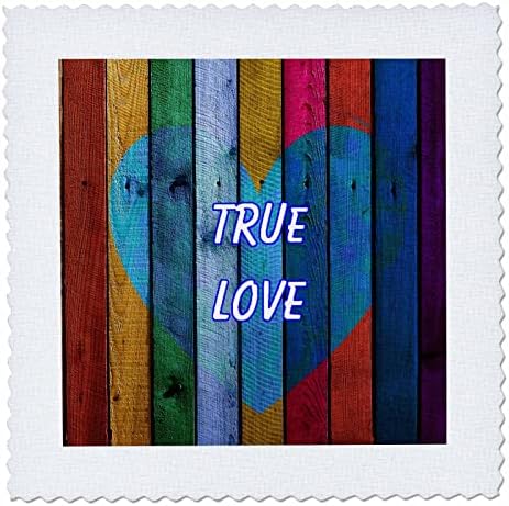 3дроза Слика На Повеќебојни Дрвени Плочи Срцеви Зборови Вистинска Љубов-Ватенка Квадрати