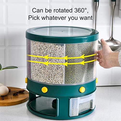 Сад со ориз ротирачки диспензер од ориз 6 решетки со ориз со голем капацитет за складирање на ориз за кујна ротирачка храна диспензерот храна за складирање жито сад